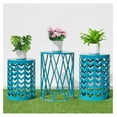 thumbnail image 3 of Nesting Side Table Set of 3 Decorative Round Garden Stools for Indoor Outdoor Heavy Duty Metal Frame Side Table Nightstands Modern End Table Plant Stand, Blue, 3 of 6
