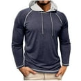 thumbnail image 2 of Long Sleeve Hoodies for Men Raglan Sleeve Athletic Drawstring Hoodie Casual Gym Workout Pullover Hooded Sweatshirts, 2 of 7