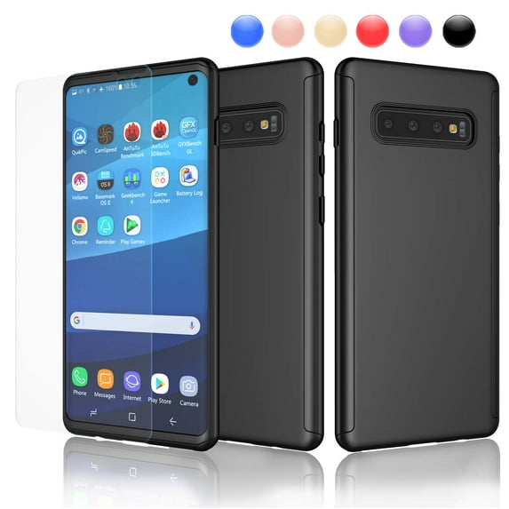 Njjex for Galaxy S10 / S10+ / S10e / S9 / S9+ / S8 / S8+ / S7 / S7 Edge / Note 9 / J4 / J6 Ultra Thin Premium Dual Layer Plastic Hard Case with Screen Protector Skin