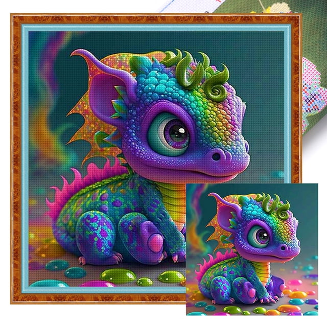 Hilo Algodón Bordado Punto Cruz Pterosaurio Colorido Con 11CT 40x40cm