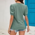 thumbnail image 7 of OSOLU Women T-Shirt Short Sleeve Tee Tops Fashion Lace V-Neck Tops Solid Color Casual Blouses Classic Dailywear, 7 of 7