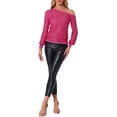 thumbnail image 2 of INSPIRE CHIC Off Shoulder Sequins Tops for Women's Long Sleeves Disco Party Sparkle Glitter Top XL Hot Pink, 2 of 6