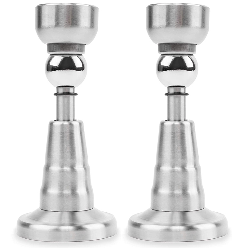 2X Door Stop with SoftCatchStainless Steel Brushed Stopper, Chrome Heavy
