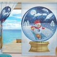 thumbnail image 3 of Coolnut Snowman Globe for New Year Sheer Gauze Door Curtain Window Curtain Drapes for Living Room Kids Bedroom Window Treatment Decor W55 x L78 In 2 Panels, 3 of 4