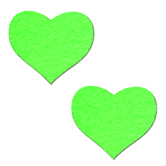 Love: Glow in the Dark Neon Green Heart Pasties Nipple Covers by Pastease®