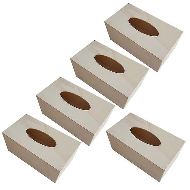 5pcs DIY Blank Wooden Tissue Box Covers – Creative Craft Napkin Holders for Easy Open Design, Ideal for Home & Office Decoration