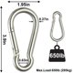 thumbnail image 2 of Mosquetón con gancho de resorte de 4 pulgadas - Clip de mosquetón resistente con gancho de acero inoxidable 304, 2 of 7