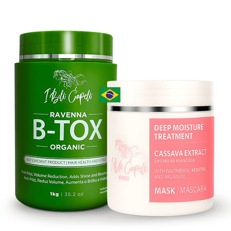 Kit I Belli Capelli Ravenna B-tox Organic and Venice Cassava Mask Hydration Mandioca