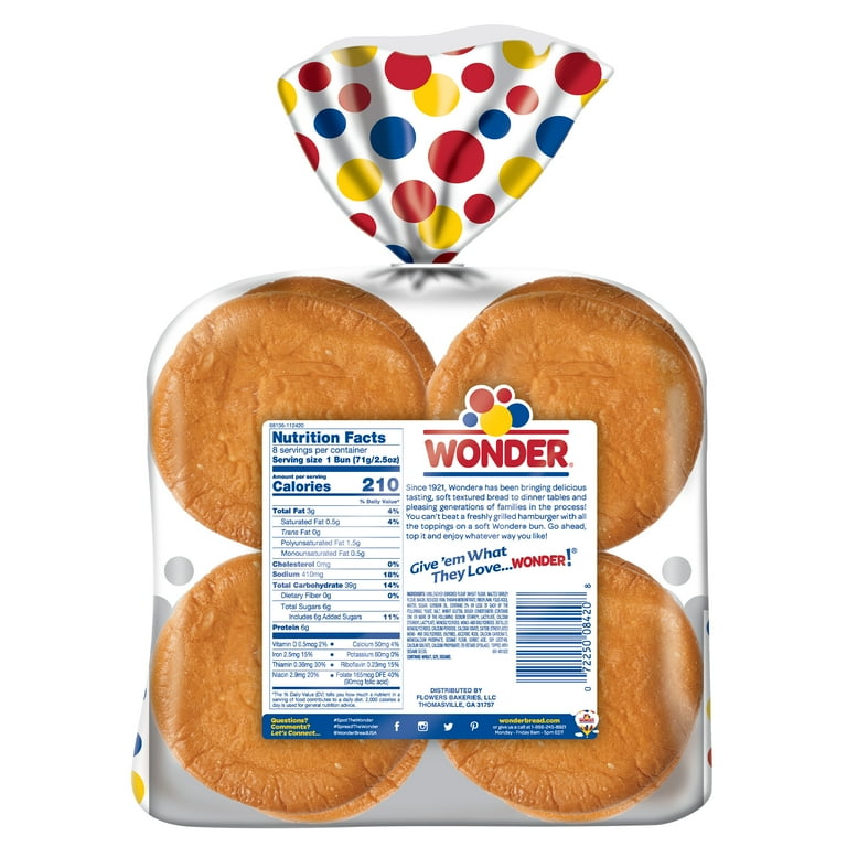 Wonder Bread Large Jumbo Seeded White Hamburger Buns, 8 Count, 15