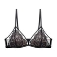 thumbnail image 1 of Conjunto de sujetador sin aro de encaje sexy para novia de boda roja con copa triangular francesa, 1 of 5