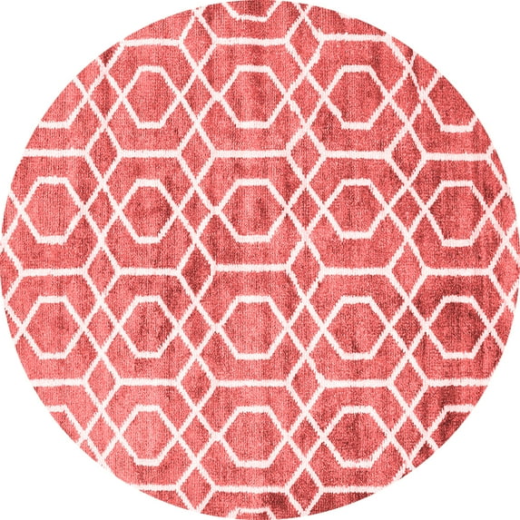 Ahgly Company Indoor Round Trellis Red Modern Area Rugs, 4' Round