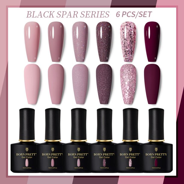 BORN PRETTY 10ml Nail Gel Set Black Spar Series Semi Permanent Nail Gel Varnish UV LED Matte Gel Polish Soak Off UV Gel Kits Gong Bohan LED