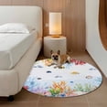 thumbnail image 3 of Blue Coastal Round Area Rug 3.3 FT, Non Slip Small Entryway Kitchen Mat, Summer Beach Nautical Coral Fish Washable Soft Circular Rug Non-Shedding Door Mat for Bathroom Playroom Kids Room, 3 of 9