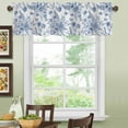 thumbnail image 4 of Valance Curtains for Windows,Blue Plants Flowers Semi Sheer Curtain Valance,Watercolor Floral Leaves Window Valance Curtains,Short Rod Pocket Window Treatment for Kitchen Living Room 54"x18", 4 of 6