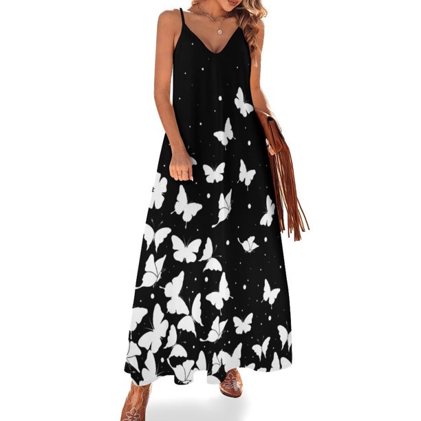 Vestido sin mangas con estampado de mariposas, vestido elegante y chic para mujer, vestidos elegantes para mujer, ropa para mujer 2024