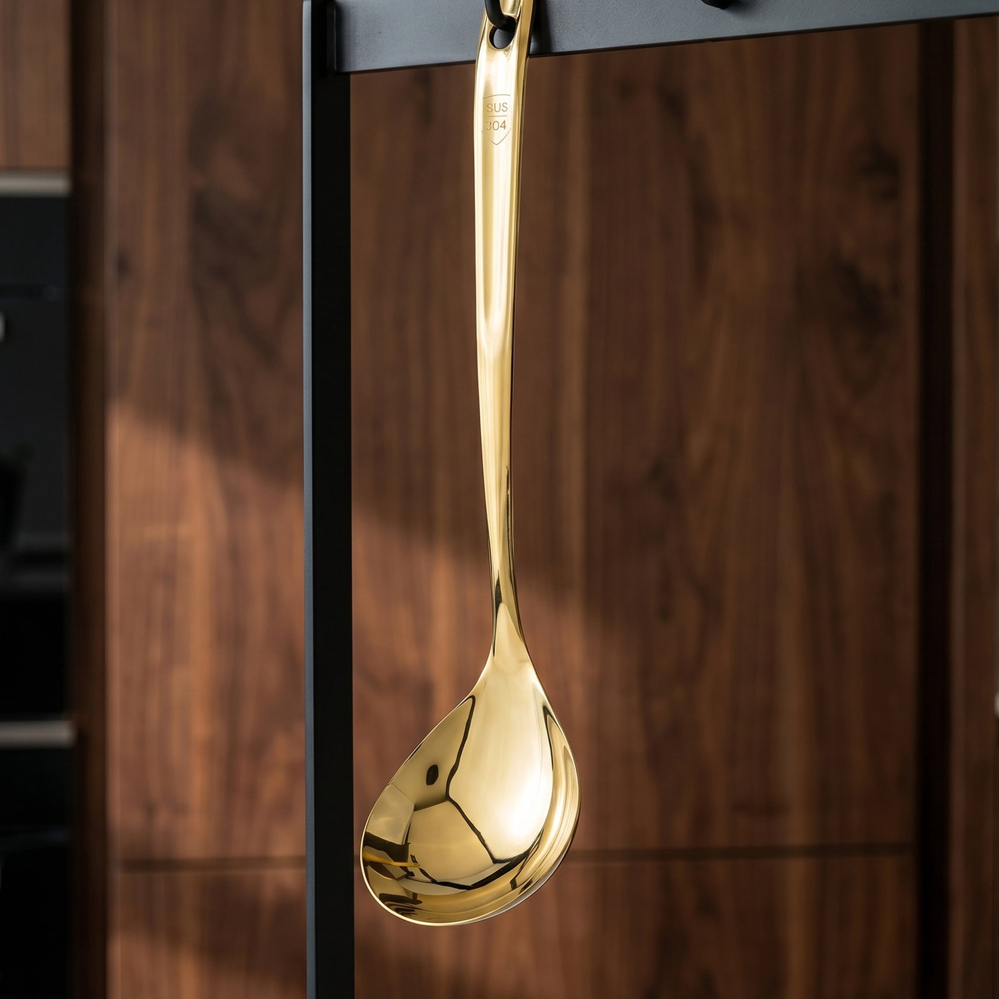 Unique Bargains Heat Resistant Spoon for Non Stick Cookware Soup spoon-Gold 12.5"x3.1"