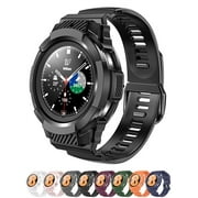 LEIXIUER Carbon fiber Case+Band for Samsung Galaxy Watch 4 44mm 40mm/4 Classic 46mm 42mm/Gear s3 FrontierTPU Rugged Case+Strap Galaxy Watch 4 Classic bands