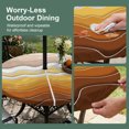 thumbnail image 5 of Round Outdoor Tablecloth with Umbrella Hole and Zipper, Burnt Orange Ombre Stripe Tablecloth with Elastic Waterproof, Abstract Summer Beach Coastal Patio Table Covers for 31" - 35" Pool Tables, 5 of 9
