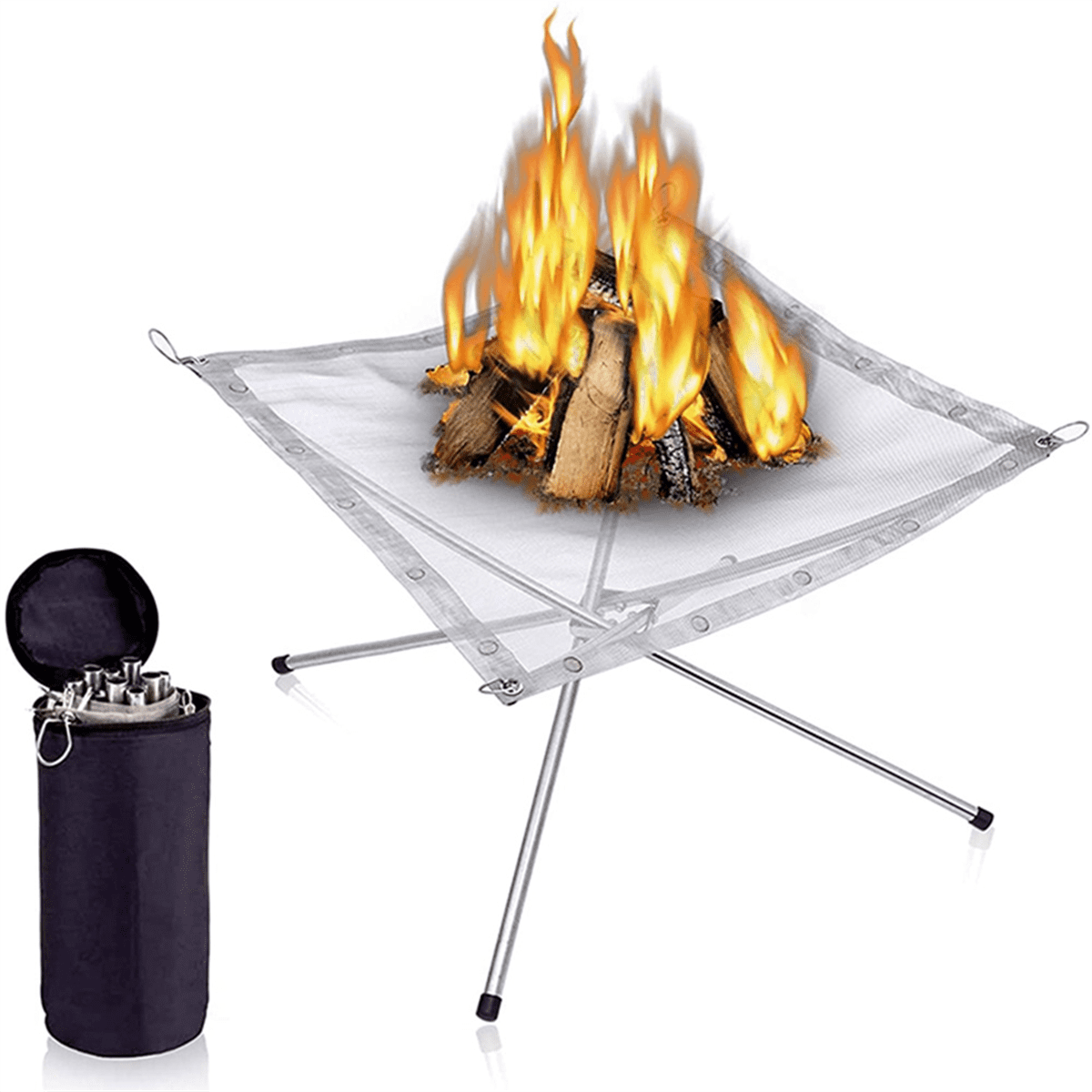 Portable Outdoor Fire Pit Upgraded Camping Fire Pit Foldable Mesh Fire Pits for Camping, Campfire with Carrying Bag