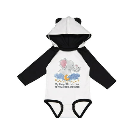 

Inktastic My Babysitter Loves me to the Moon and Back Elephant Family Gift Baby Boy or Baby Girl Long Sleeve Bodysuit