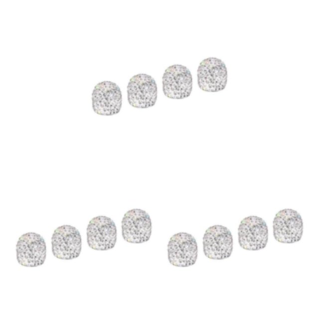 Baohd Pack of 4 Rhinestone Car Tire Valve Caps Diamond Shining Dustproof White Style A 3Set