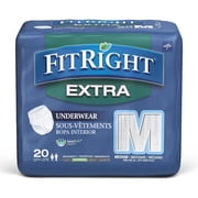 FitRight Incontinence Underwear for Men and Women, Adult Diapers, Extra Absorbent, Medium, 28in to 40in, 20 Count