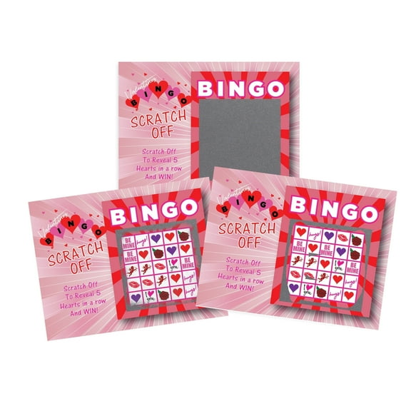 My Scratch Offs Valentine’s Bingo Scratch-off Game Card, Pink, 26 Pack