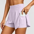 thumbnail image 2 of KHONTS Women's 2-in-1 Athletic Shorts High Waist Running Short with Pockets Sporty Shorts Gym Workout Shorts Purple S, 2 of 9