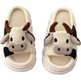 thumbnail image 1 of Pantuflas de algodón suave para mujer, pantuflas con estampado de rana y suela gruesa de dibujos animados, pantuflas de invierno con animales, pantuflas de lino para el hogar, 1 of 4