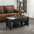thumbnail image 5 of Ktaxon Premium Lift Coffee Table, Center Table with Storage & Cube Open Shelves, Large Space Lift Top Coffee Table for Living Room/Reception Room/Office, Black, 5 of 13