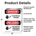 thumbnail image 2 of (2 Pack) Electrical Hazard Bilingual OSHA Danger Sign 5 Inch X 7 Inch Vinyl Label Decal Sticker Weather Resistant, UV Protected for Workplace, Business, and Construction Site, Made in, 2 of 7