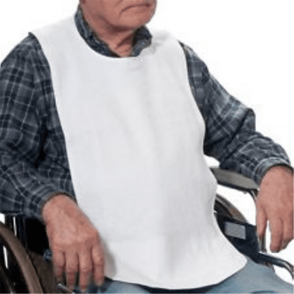 3-Pack Wearever 100% Cotton Terry Adult Bib - Meal Time Clothing Spill Protector, Reusable, Easy Care - 3-Pack