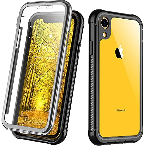 Hekodonk for iPhone XR Case Built in Screen Protector Heavy Duty High Impact Hard PC TPU Bumper Full Body Protective Shockproof Anti-Scratch Cover for Apple iPhone XR 6.1 Inch 2018-Marble Blue