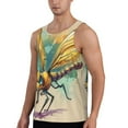 Honeii Cartoon Dragonfly Art Pattern Men's Workout Tank Top Casual