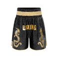 thumbnail image 3 of TiaoBug Kids Muay Thai Boxing Shorts with Gold Dragon Print Elastic Waist Fight Shorts for Training Competition Black 12, 3 of 7