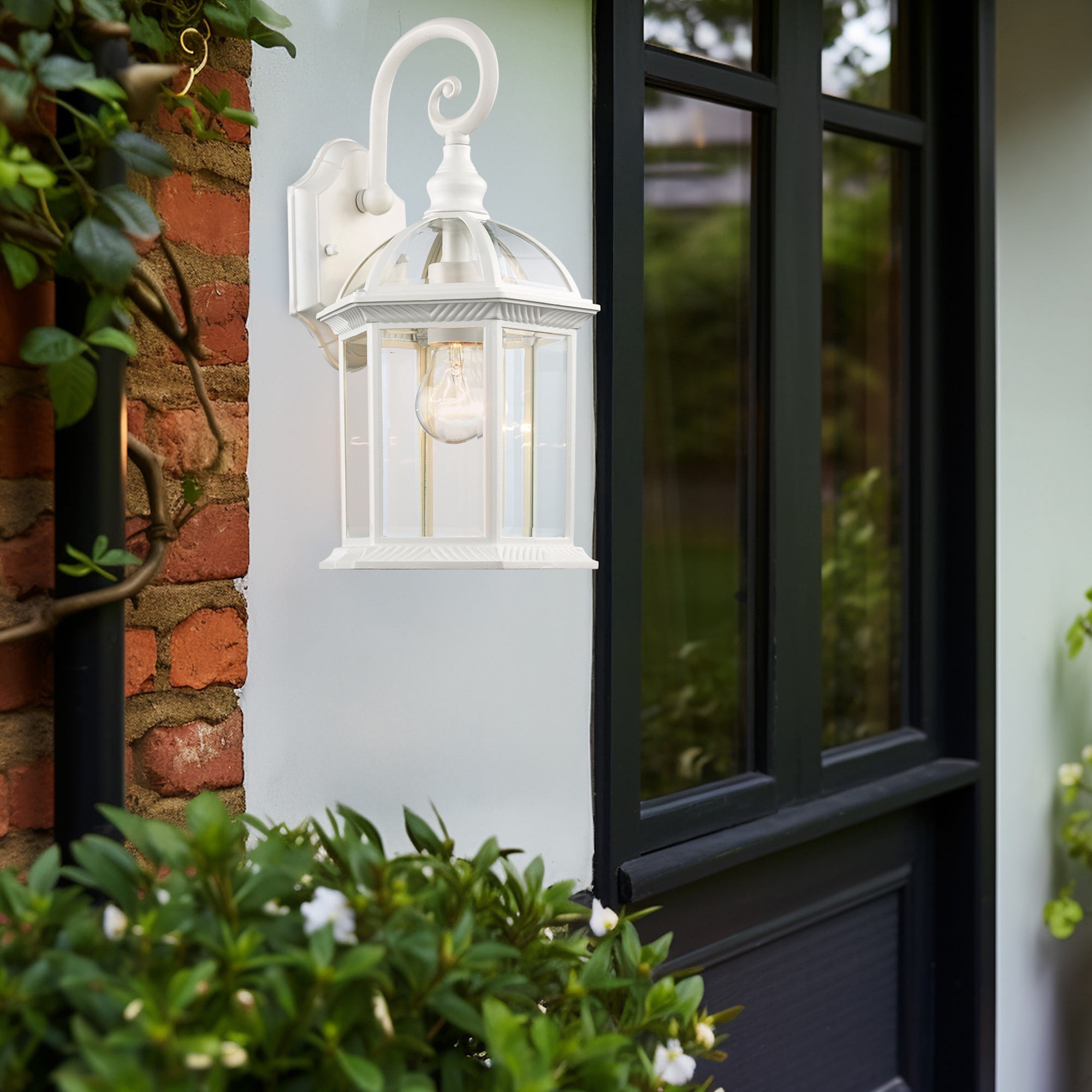 Bel Air Lighting Wall Mount 1-Light Outdoor Black Coach Lantern with Clear Glass