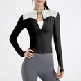 thumbnail image 2 of DAFPZW Women's Lightweight Running Jackets Full Zip Workout Jacket Slim Fit Yoga Athletic Sportswear Tops with Thumb Holes, 2 of 7