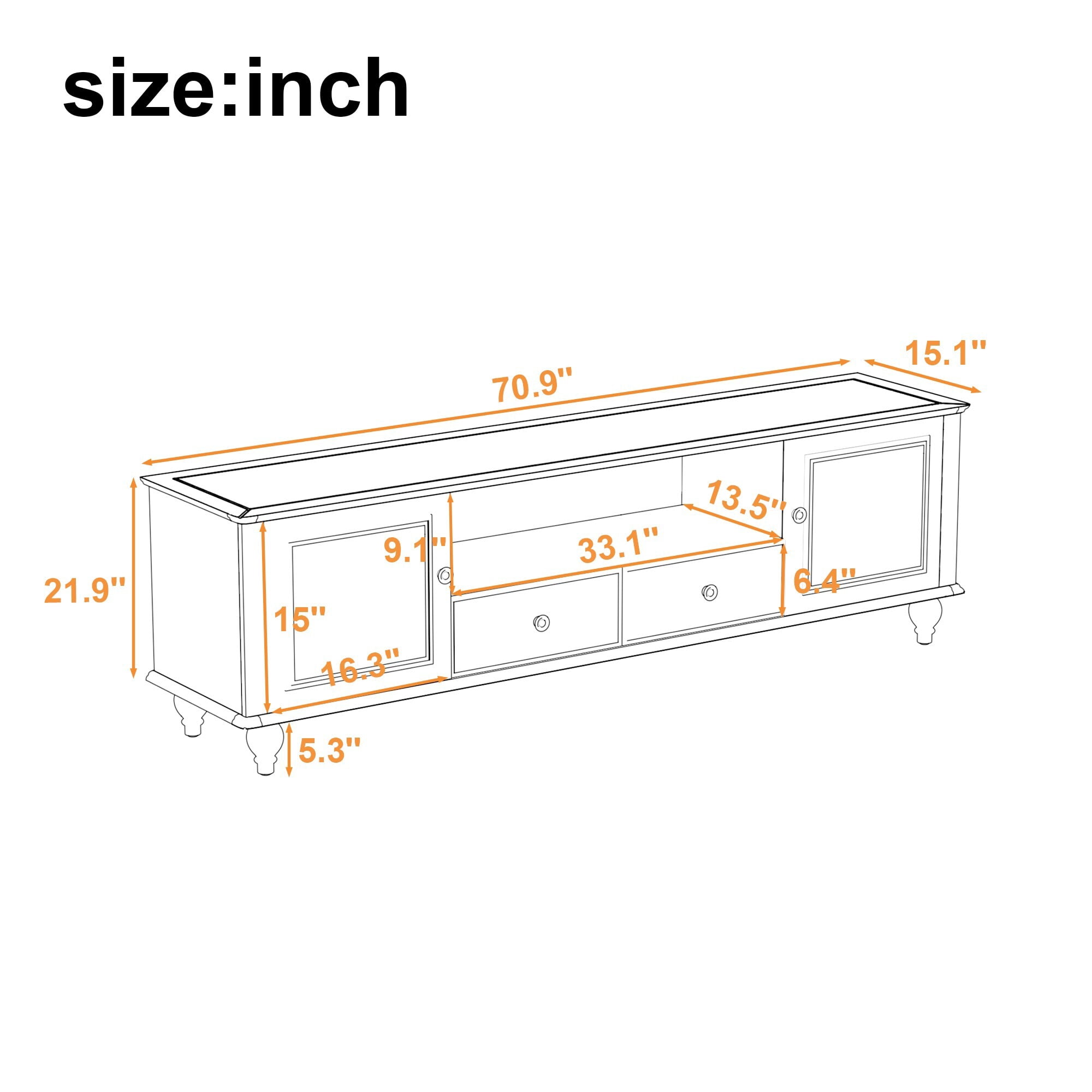 AENKYO Modern Minimalist TV Stand with Storage Cabinets & Drawers, Entertainment Console for TVs up to 75", White