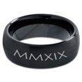 thumbnail image 2 of Tungsten Gradutaing Class Of 2019 Roman Numerals Engraved Band Ring 8mm Men Women Comfort Fit Black Dome Brushed Polished, 2 of 4