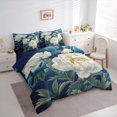 thumbnail image 4 of Feelyou Blue White Flower Twin Bedding Sets 7-Piece, Rustic Plant Botanical Bedding Comforter Set, Mandala Boho Style Reversible Sheet Sets, Ultra Soft Bedroom Decor, 4 of 8