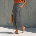 thumbnail image 7 of Qgtaibl Summer Wide Leg Capri Pants Cotton Baggy Breathable Palazzo Cropped Pants Casual High Waist Pleated Flowy Vacation Capris Gray XXL, 7 of 7