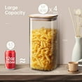 thumbnail image 4 of Square Glass Jars with Bamboo Lids 53 FL OZ [Set of 4], Glass Canisters with Airtight Lid, Glass Food Storage Containers for Pasta, Cereal, Coffee, Flour, Sugar, Best for Kitchen & Pantry, 4 of 12