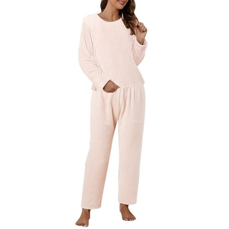 

KmaiSchai Woman Pajama Women Casual Pajamas Sets Coral Fleece Long Sleeve Tops And Long Pants Letter Printing Sleepwear Two Piece Set Women Long Sleeve Pajama Soft Pajama Fleece Pajamas Women Pajama