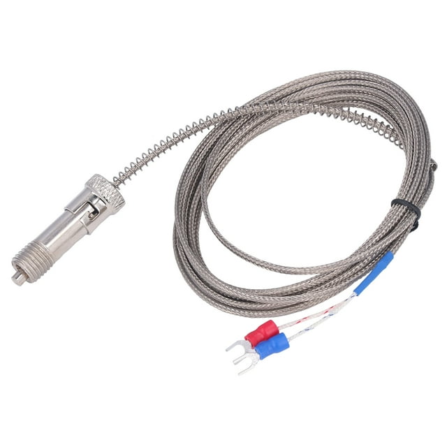 Thermocouple à Ressort, 3 Mètres de Longueur Thermocouple Simple Type K 0-400 Degrés Celsius Acier Inoxydable Réponse Thermique Rapide M12 pour Mesurer
