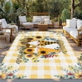 thumbnail image 2 of Sunflower Outdoor Rug for Patio/Deck/Porch, Non-Slip Large Area Rug 6 x 9 Ft, Gnomes Yellow Checkered Eucalyptus Leaves Indoor Outdoor Rugs Washable Area Rugs, Reversible Camping Rug Carpet Runner, 2 of 8