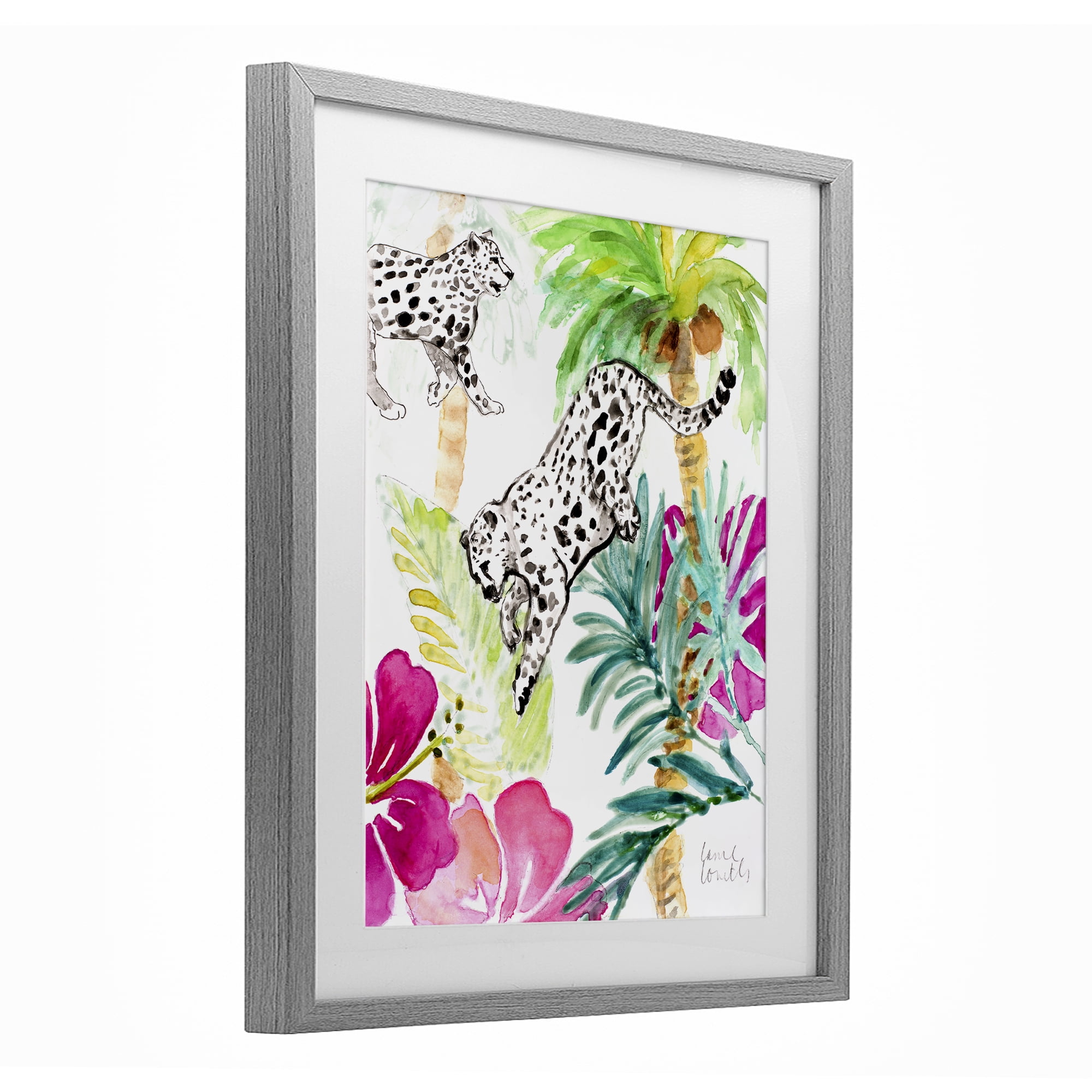 Stupell Industries Tropical Island Cheetahs Gray Framed Print Under Glass, design by Lanie Loreth