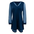 thumbnail image 4 of HXWCHs Robe Trapèze Filles Manches Longues Col en V Robe de Fête Performance Tenue Élégante Formelle pour Marine 11-12 Ans, 4 of 4