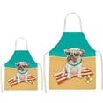 thumbnail image 1 of Awdenio DOG PUG Printed Cotton Linen Sleeveless Apron Kitchen, 1 of 1
