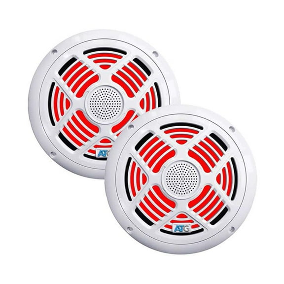 ATG Audio Marine 8" Coaxial Speakers with RGB LEDs, Pair, White, 160W - ATG8MRGB-W