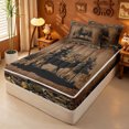 thumbnail image 2 of meiyoeat Jungle Deer Silhouette Zipper Full Size Comforter Sets with Fitted Sheet and 2 Pillowcases For Boys,Rustic Farmhouse Hunting Zipper Bedding Set For Kids,Black Reversible,4-Piece, 2 of 7